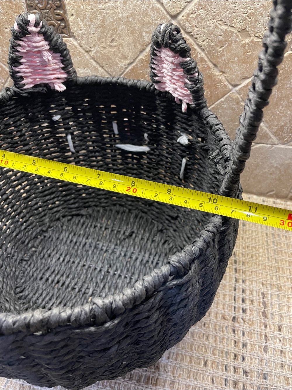 Black Cat Woven Basket with Pink Accents - Picture 6 of 11